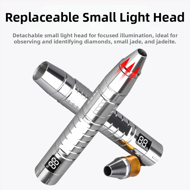 Ново фенерче за идентификация от нефрит, професионално фенерче за идентификация от нефрит, многоизточник на светлина, USB, презареждащо се, лилаво