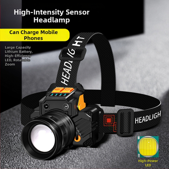 Διασυνοριακός προβολέας επαγωγής χειρονομίας LED περιστρεφόμενος προβολέας ζουμ φόρτισης USB ισχυρό φως εξωτερική νυχτερινή αλιεία αδιάβροχος μικρός προβολέας