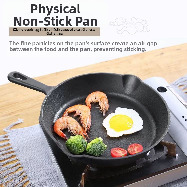 Nepotiahnutá liatinová panvica na raňajky, omeleta, panvica na palacinky, nepriľnavá panvica z čistého železa, rúra, indukčný varič, plynový sporák, univerzálny
