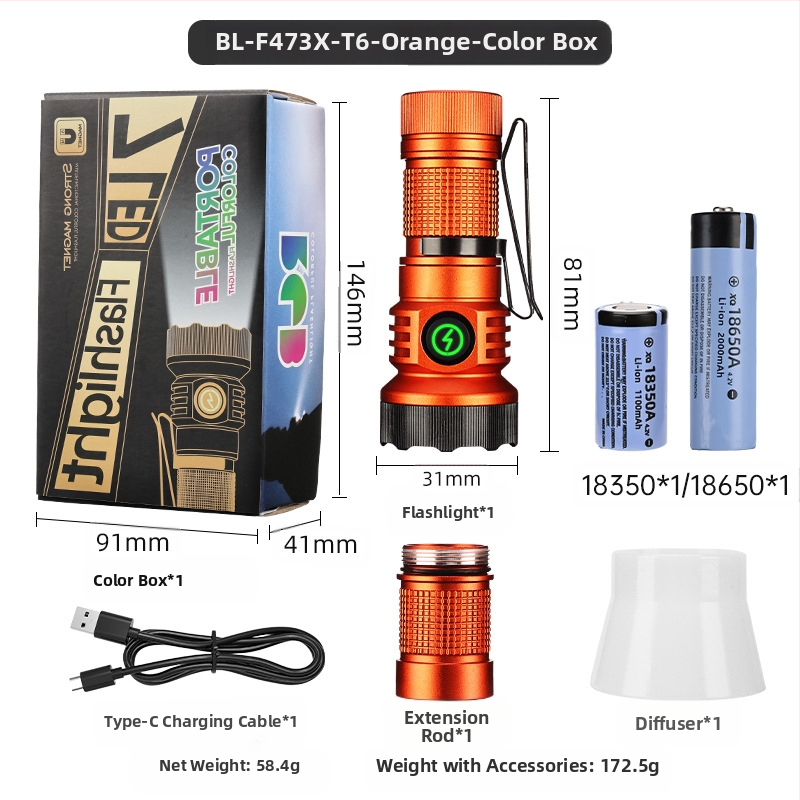 Határokon átnyúló új, hordozható, kompakt, újratölthető XPG zseblámpa gyöngyök emelik ki a vészhelyzeti nagy hatótávolságú farokmágneses vonzerőt