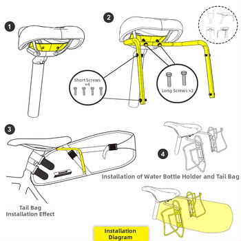 Βάση μπουκαλιών νερού ποδηλάτου Rhinowalk Rhinoceros Επέκταση βάσης τσάντας ποδηλάτου πίσω, βάση για τσάντα