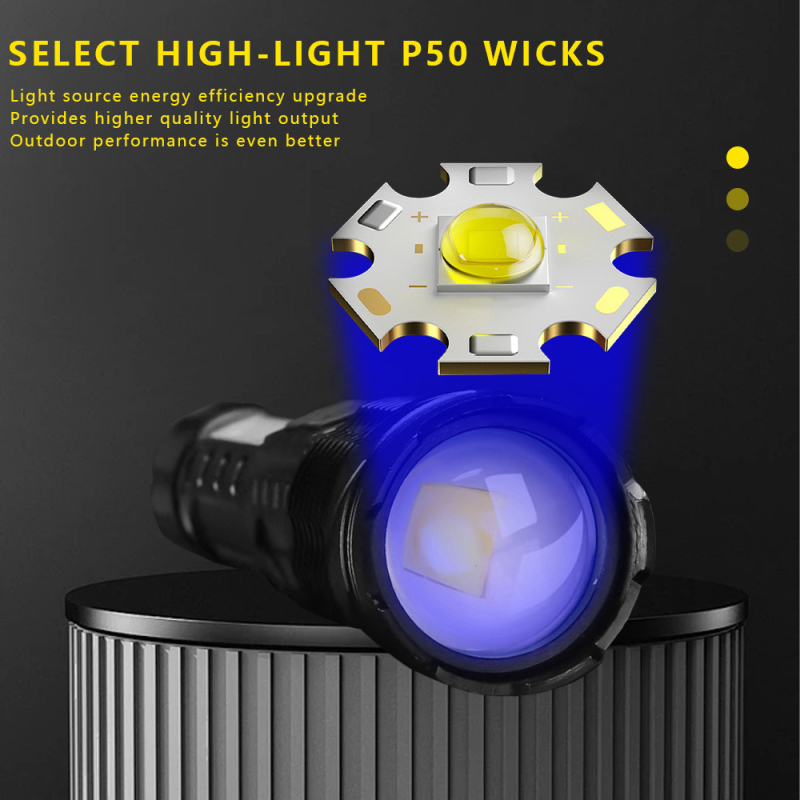 Lanternă laser albă nouă transfrontalieră, cu lumini laterale de avertizare roșii și albastre pentru exterior, lanternă LED