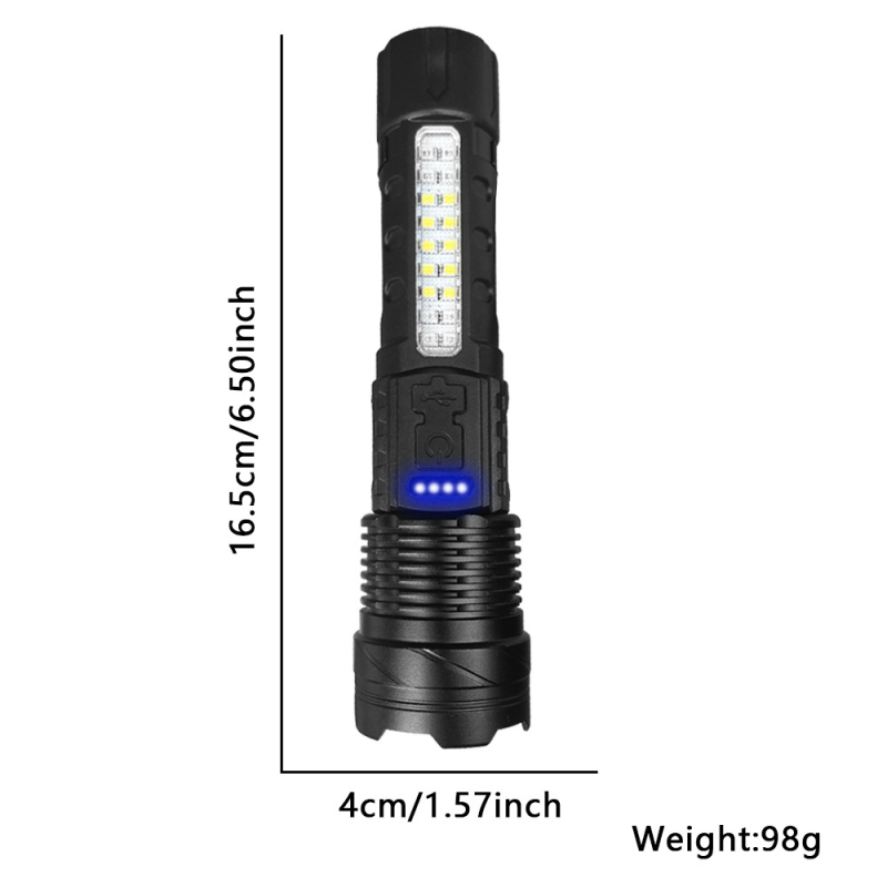Lanternă laser albă nouă transfrontalieră, cu lumini laterale de avertizare roșii și albastre pentru exterior, lanternă LED