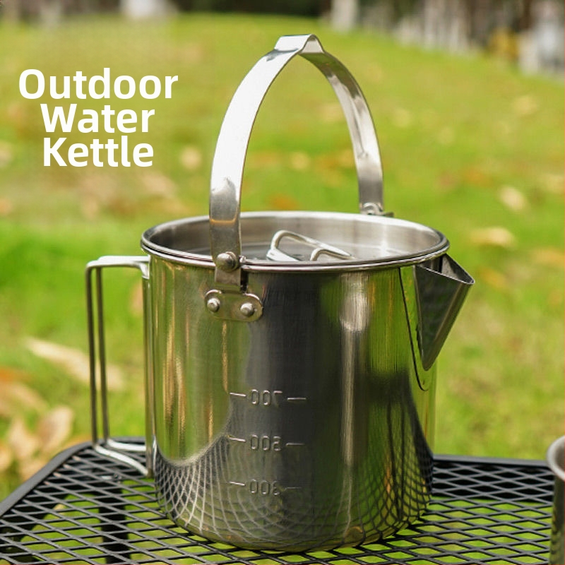Kültéri vízforraló kemping stílusú hegymászó vízforraló hordozható kávé-teáskanna kemping stílusú függőfazék főzőedények piknikfazék