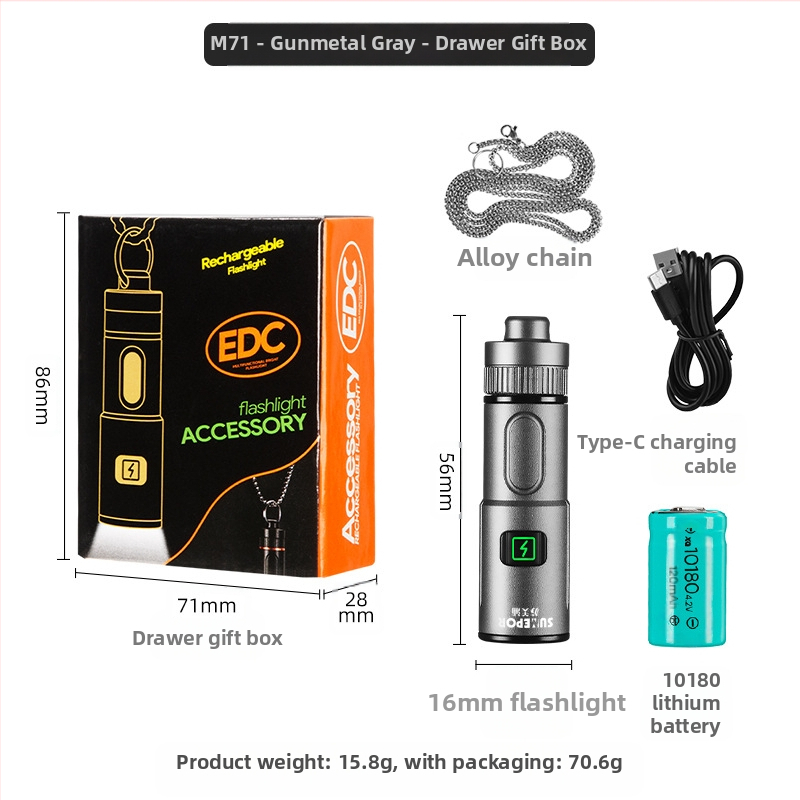 Határokon átnyúló új LED-es többfunkciós, nagy hatótávolságú, mini mágneses kis zseblámpa, C típusú, gyorsan töltő, ötvözetből készült nyakláncos zseblámpa