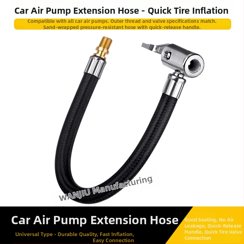 Pompa de aer auto poate fi dezumflată, tub de extensie rapid, extensie rapidă a țevii de aer, țeavă de aer, presare din cupru, mâner de blocare, fără scurgeri de aer