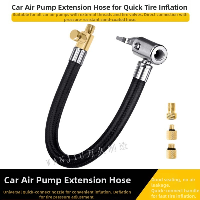 Pompa de aer auto poate fi dezumflată, tub de extensie rapid, extensie rapidă a țevii de aer, țeavă de aer, presare din cupru, mâner de blocare, fără scurgeri de aer