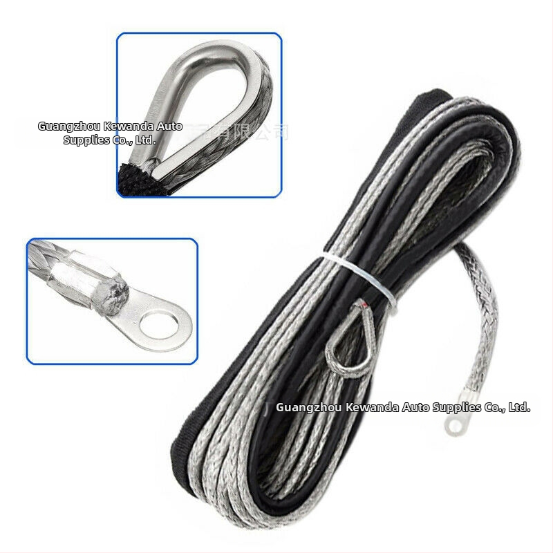 6 мм x 15 м 1/4X50 фута въже за теглене на автомобил, колан за теглене, електрическо въже за лебедка, найлоново въже, въже за теглене, въже за лебедка
