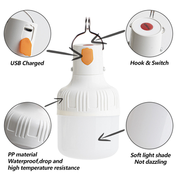 LED energiasäästlik traadita kaasaskantav välistingimustes kasutatav valgustus telkimisvalgusti üliere USB-laadimispirn ööturu müügilettvalgusti