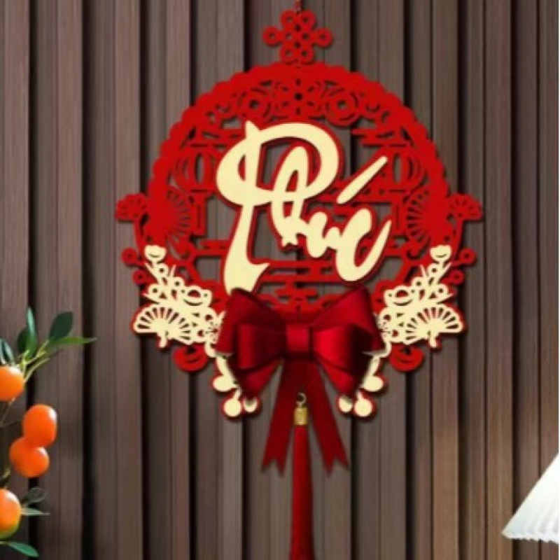 Decorațiune de Festivalul de Primăvară de Anul Nou, pandantiv vietnamez Fuzi de înaltă calitate, de ziua de Anul Nou, decorațiune de ușă de intrare în sufragerie, pandantiv din pâslă pentru Festivalul de Primăvară