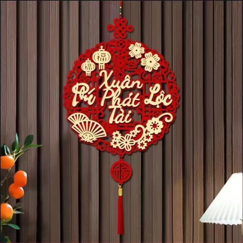 Decorațiune de Festivalul de Primăvară de Anul Nou, pandantiv vietnamez Fuzi de înaltă calitate, de ziua de Anul Nou, decorațiune de ușă de intrare în sufragerie, pandantiv din pâslă pentru Festivalul de Primăvară