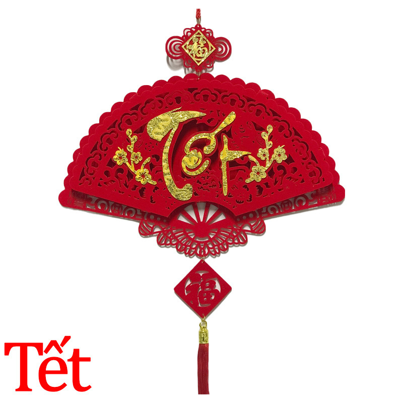Decorațiune de Festivalul de Primăvară de Anul Nou, pandantiv vietnamez Fuzi de înaltă calitate, de ziua de Anul Nou, decorațiune de ușă de intrare în sufragerie, pandantiv din pâslă pentru Festivalul de Primăvară
