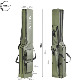 MBLN Сгъваема чанта за риболов с голям корем, 1.5 м, чанта за въдица с двойно рамо, чанта за въдица, многофункционална чанта за трансграничен риболов
