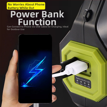 Φορητή ηλιακή φόρτιση λάμπας πολυλειτουργικός φακός ισχυρό φως φορητός προβολέας πολυλειτουργικής φόρτισης COB εξωτερικού χώρου