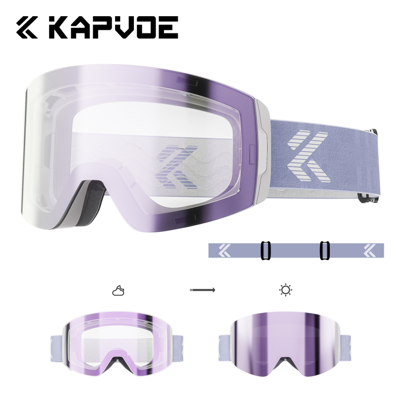 Kapvoe Maze krāsu mainošas magnētiskas slēpošanas brilles, vēja, ūdensnecaurlaidīgas un pret UV starojumu izturīgas āra brilles vīriešiem un sievietēm
