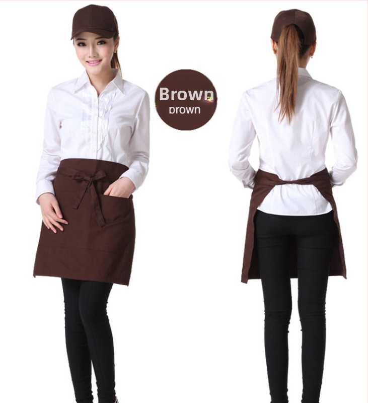 Tehasevalmis poolpikk köögipõll, lühike poolpikk kelneripõll trükitud logoga kolme taskuga