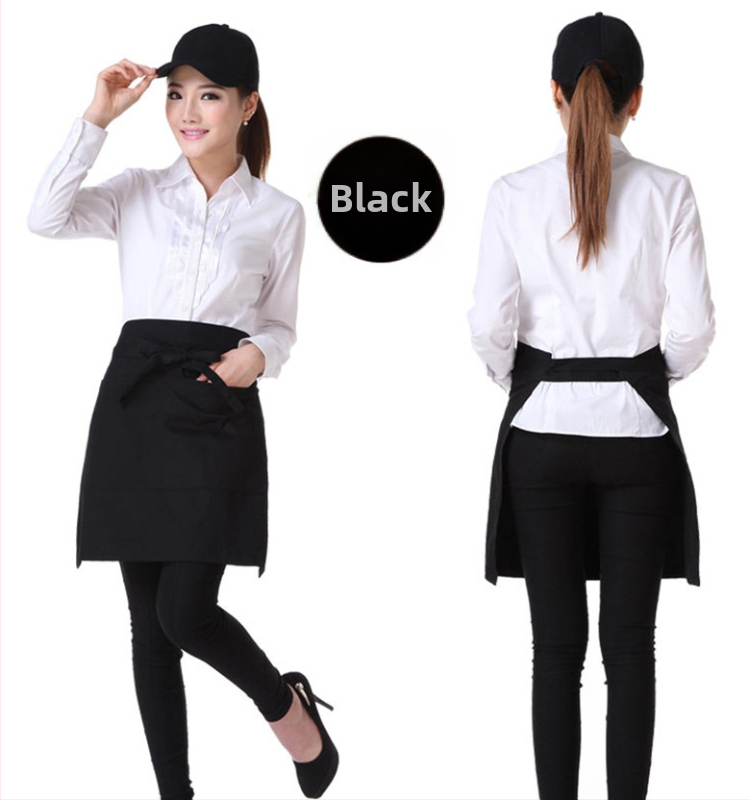 Tehasevalmis poolpikk köögipõll, lühike poolpikk kelneripõll trükitud logoga kolme taskuga