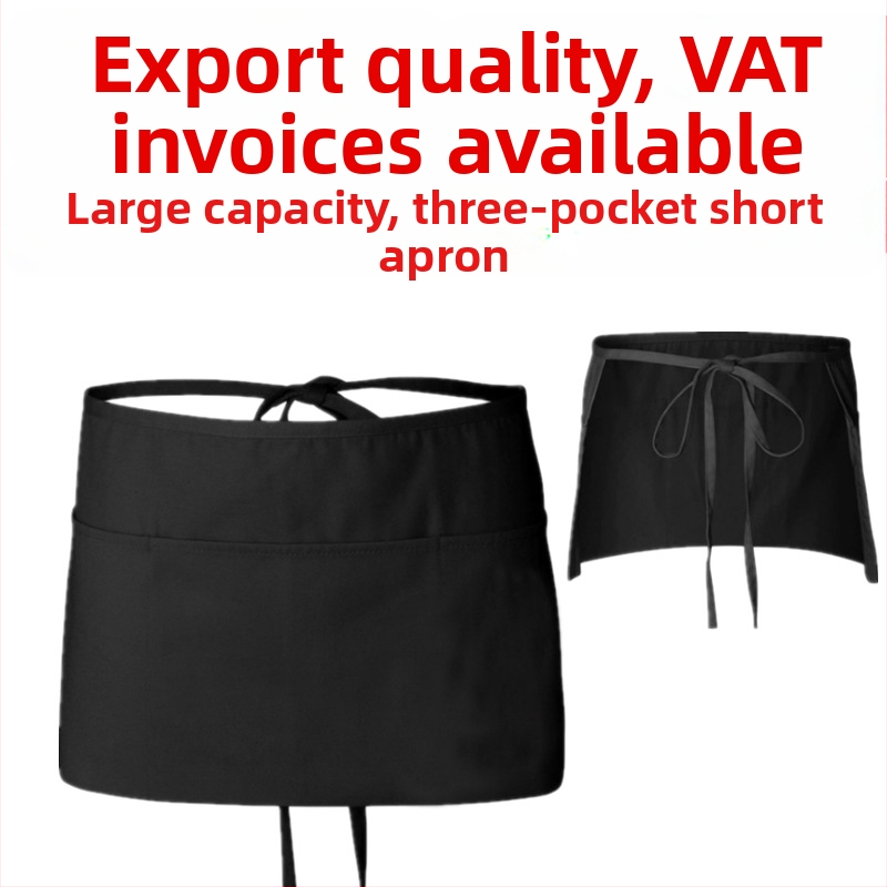 Tehasevalmis poolpikk köögipõll, lühike poolpikk kelneripõll trükitud logoga kolme taskuga