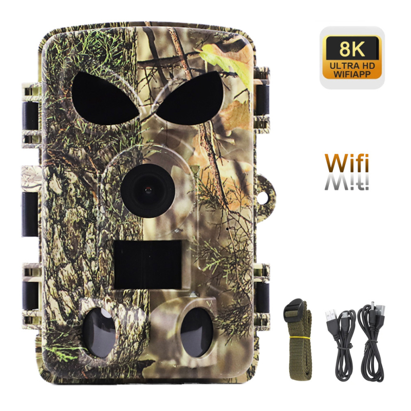 „Wi-Fi“ versija medžioklės kamera HD infraraudonųjų spindulių kamera 8K lauko naktinio matymo vandeniui atspari infraraudonųjų spindulių judesio aptikimo medžioklės kamera