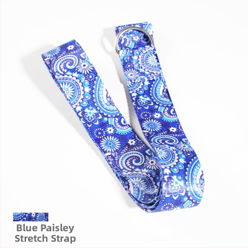 Skaitmeninės spaudos imitacijos nailono fitneso spalvingas įtempimo diržas, tempiamasis diržas, atviras pečių treniruočių nugaros tempimo diržas, jogos priemonės