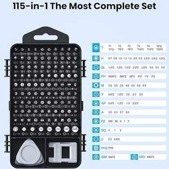 115IN1 atsuktuvas, kostiumas, akiniai, laikrodis, mobilusis telefonas, skaitmeninis tikslus išardymo priežiūros įrankis, rankinis daugiafunkcis