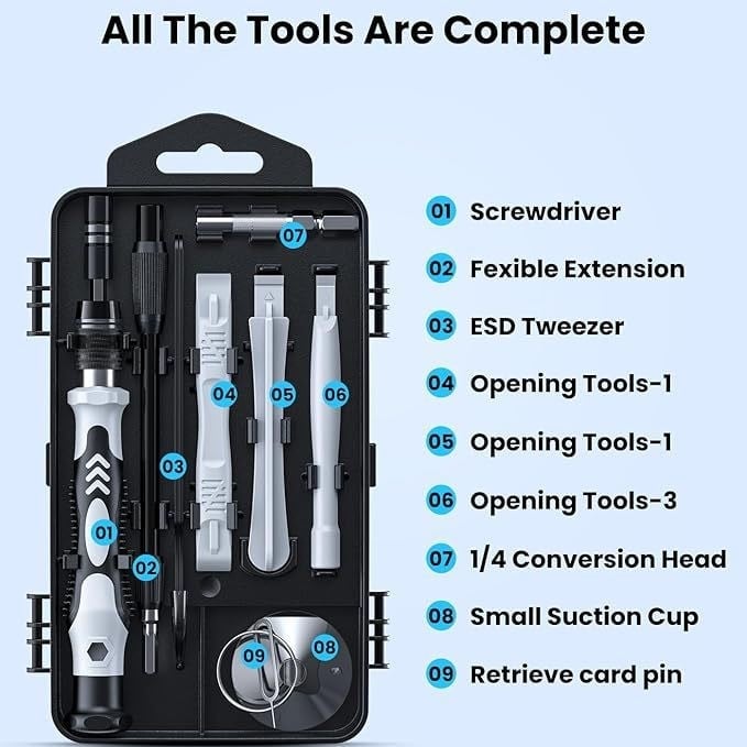 115IN1 atsuktuvas, kostiumas, akiniai, laikrodis, mobilusis telefonas, skaitmeninis tikslus išardymo priežiūros įrankis, rankinis daugiafunkcis