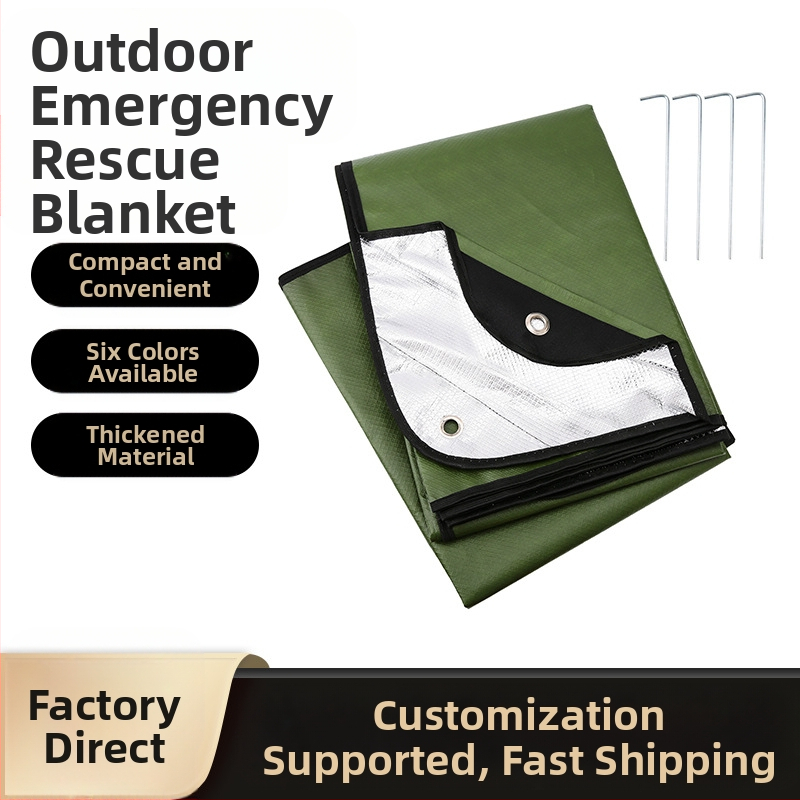 Välistingimustes mägiisolatsiooniga telgipõrandamatt Lausriidest hädaolukorra tekk Alumiiniumfooliumist hädaolukorra tekk Taevakardin Pikniku päästetekk