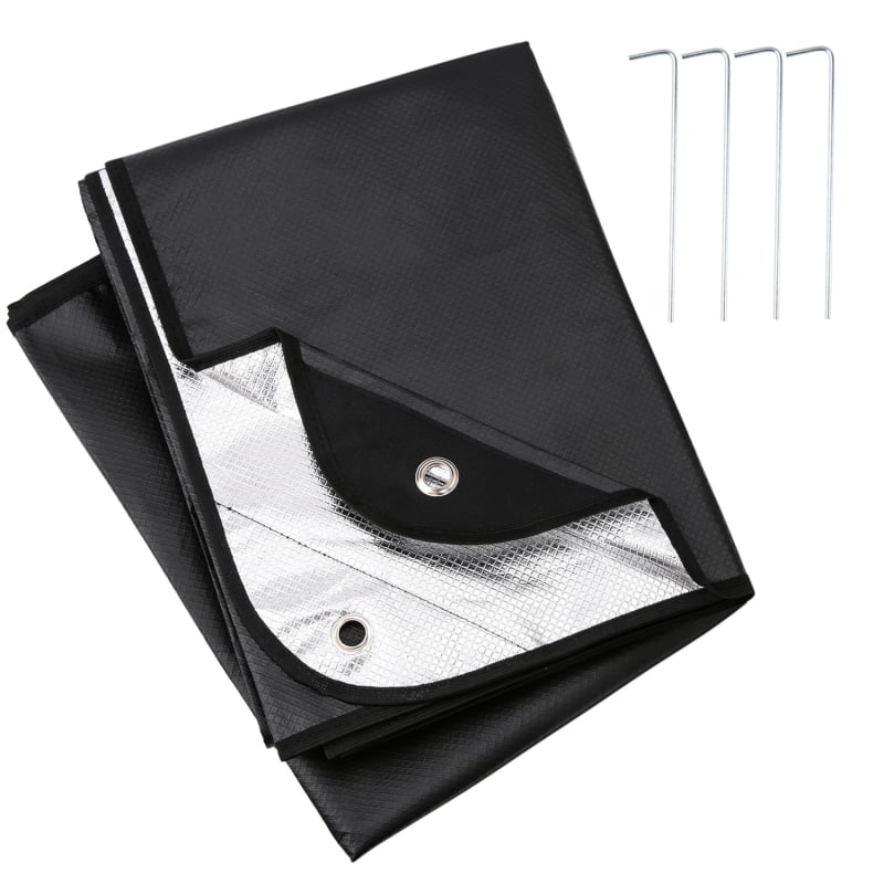 Välistingimustes mägiisolatsiooniga telgipõrandamatt Lausriidest hädaolukorra tekk Alumiiniumfooliumist hädaolukorra tekk Taevakardin Pikniku päästetekk