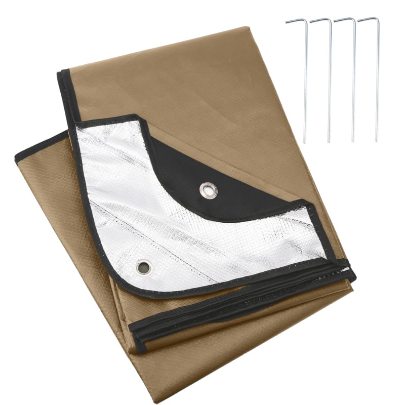 Välistingimustes mägiisolatsiooniga telgipõrandamatt Lausriidest hädaolukorra tekk Alumiiniumfooliumist hädaolukorra tekk Taevakardin Pikniku päästetekk