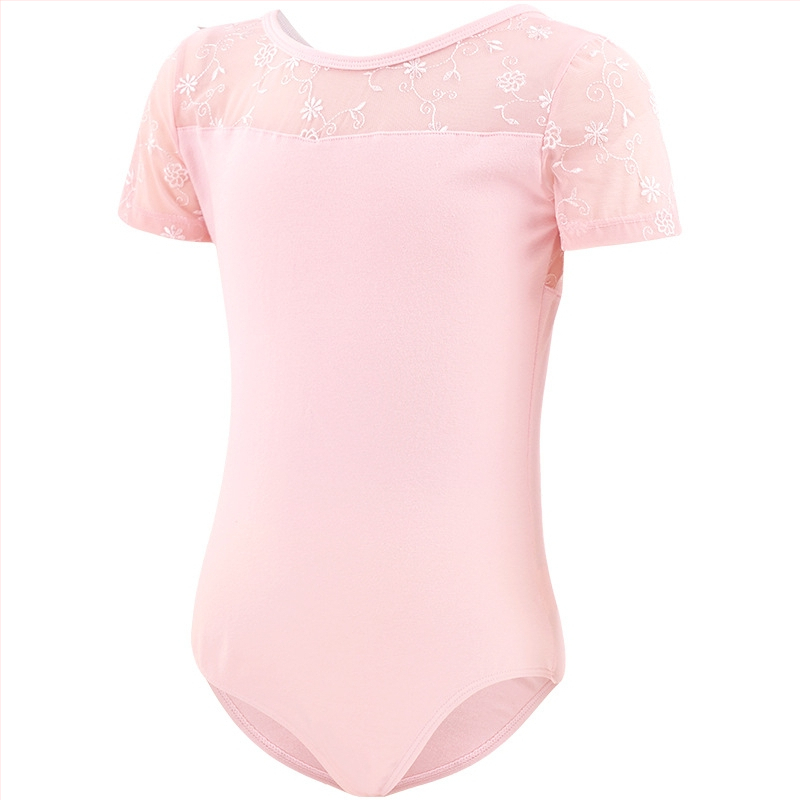 Детско облекло за танци, дамско, лятно облекло с къс ръкав за момичета, еднокомпонентно, бродирано, за балет, тестово облекло за танци