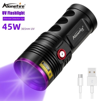 Hiteles H42 lila fényű 45 W-os nagy teljesítményű 365 nm-es lámpa hibakereső zseblámpa UV fekete tükör porcelán olajfolt fluoreszkáló szer detektálás