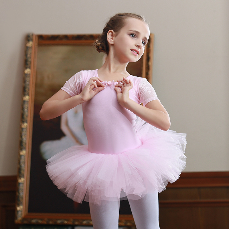 Дрехи за танци, детски дрехи за момичета, нови летни дрехи за упражнения с къс ръкав, балетна пола за момичета, дрехи за китайски танци