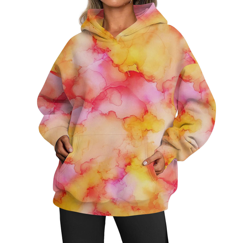 2024-es határokon átnyúló őszi-téli kapucnis pulóver, digitális nyomtatású, divatos, hosszú ujjú, egyszerű, lezser stílusú, kapucnis felső