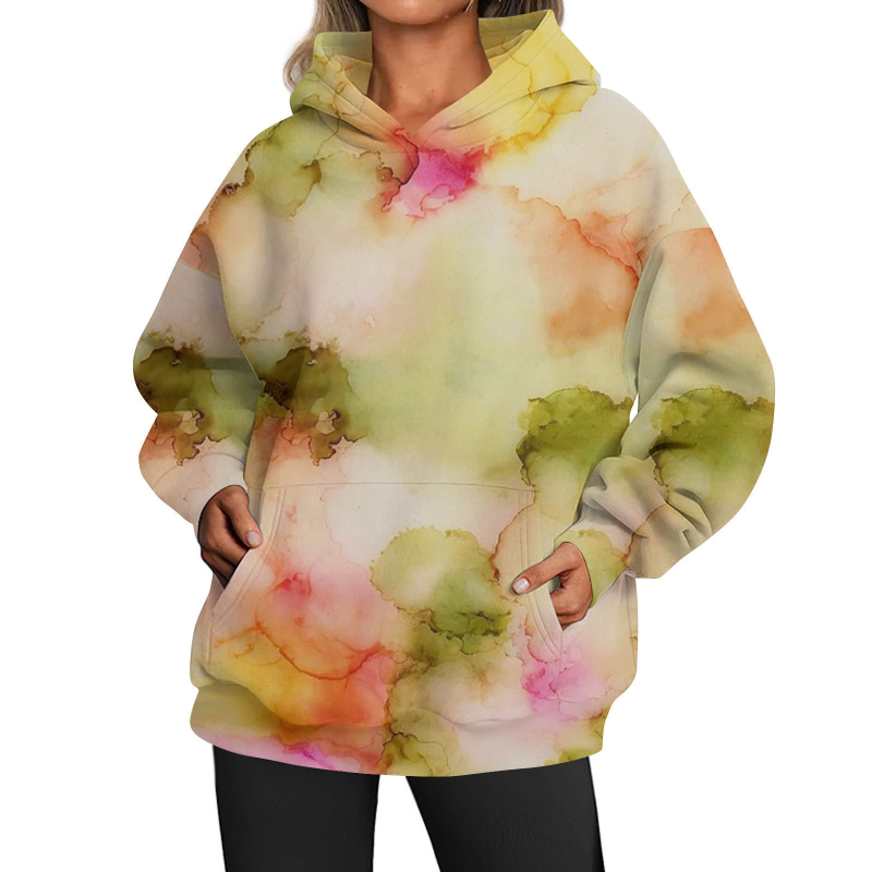 2024-es határokon átnyúló őszi-téli kapucnis pulóver, digitális nyomtatású, divatos, hosszú ujjú, egyszerű, lezser stílusú, kapucnis felső