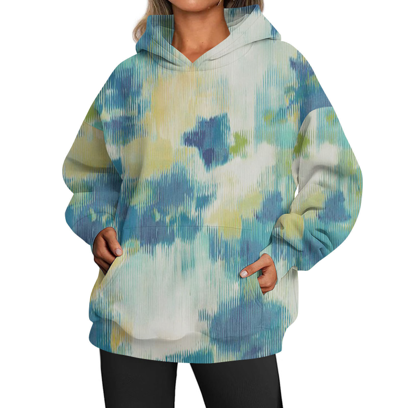 2024-es határokon átnyúló őszi-téli kapucnis pulóver, digitális nyomtatású, divatos, hosszú ujjú, egyszerű, lezser stílusú, kapucnis felső