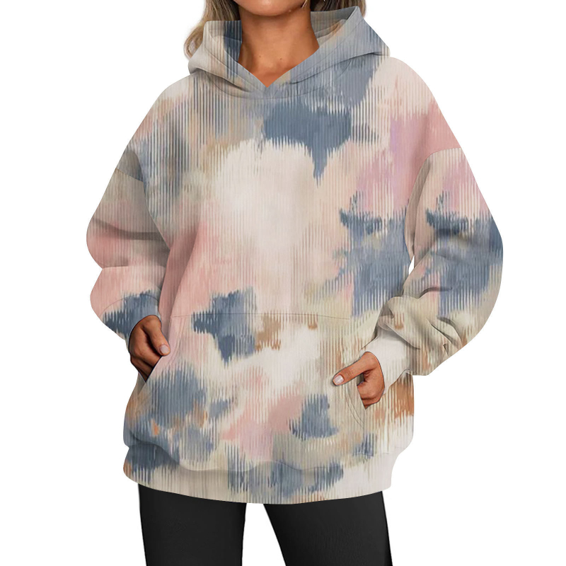 2024-es határokon átnyúló őszi-téli kapucnis pulóver, digitális nyomtatású, divatos, hosszú ujjú, egyszerű, lezser stílusú, kapucnis felső