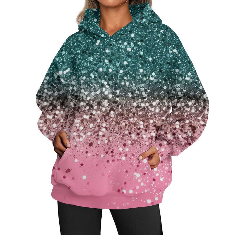 2024-es határokon átnyúló őszi-téli kapucnis pulóver, digitális nyomtatású, divatos, hosszú ujjú, egyszerű, lezser stílusú, kapucnis felső