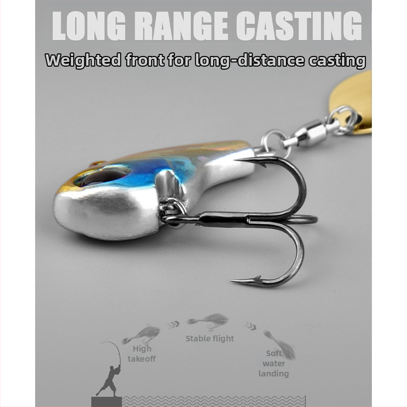 „VIB Luya“ masalas, mažas sūkurinis kabliukas su besisukančiais blizgučiais, metalinis ilgo veikimo kostiumas netikram masalui, lengva jūrinė žvejyba, užmauta ešerys