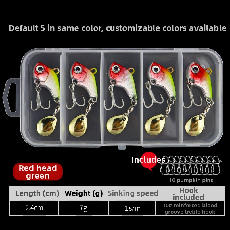 „VIB Luya“ masalas, mažas sūkurinis kabliukas su besisukančiais blizgučiais, metalinis ilgo veikimo kostiumas netikram masalui, lengva jūrinė žvejyba, užmauta ešerys