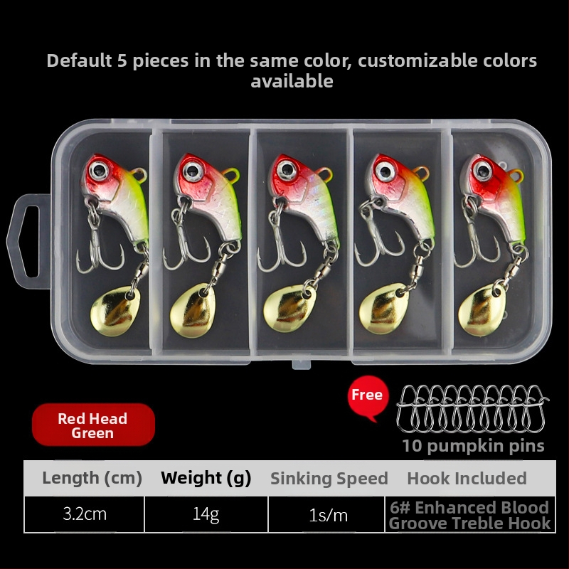 „VIB Luya“ masalas, mažas sūkurinis kabliukas su besisukančiais blizgučiais, metalinis ilgo veikimo kostiumas netikram masalui, lengva jūrinė žvejyba, užmauta ešerys