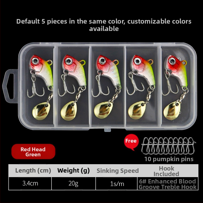 „VIB Luya“ masalas, mažas sūkurinis kabliukas su besisukančiais blizgučiais, metalinis ilgo veikimo kostiumas netikram masalui, lengva jūrinė žvejyba, užmauta ešerys