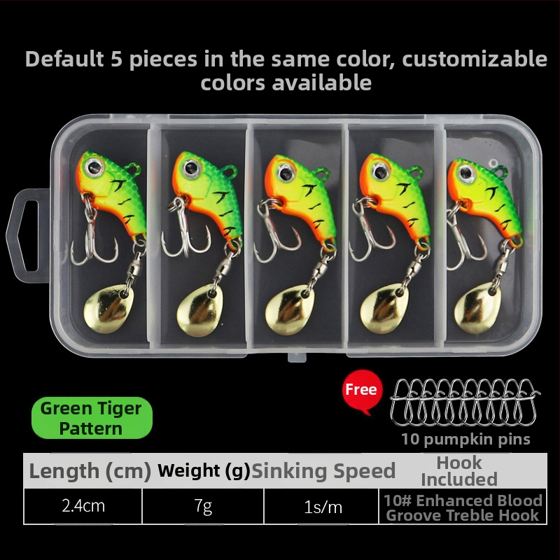 „VIB Luya“ masalas, mažas sūkurinis kabliukas su besisukančiais blizgučiais, metalinis ilgo veikimo kostiumas netikram masalui, lengva jūrinė žvejyba, užmauta ešerys