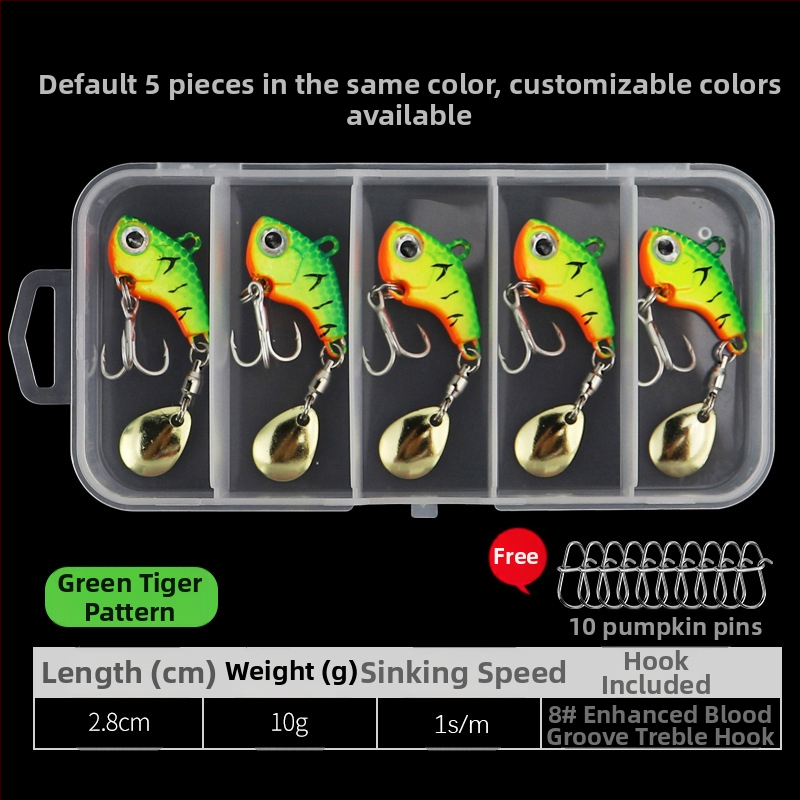 „VIB Luya“ masalas, mažas sūkurinis kabliukas su besisukančiais blizgučiais, metalinis ilgo veikimo kostiumas netikram masalui, lengva jūrinė žvejyba, užmauta ešerys