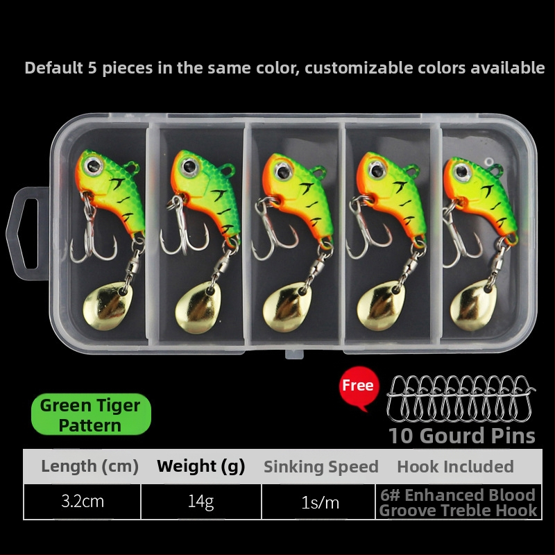 „VIB Luya“ masalas, mažas sūkurinis kabliukas su besisukančiais blizgučiais, metalinis ilgo veikimo kostiumas netikram masalui, lengva jūrinė žvejyba, užmauta ešerys