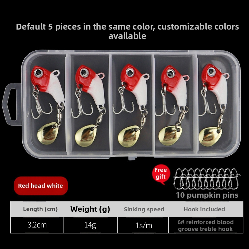 „VIB Luya“ masalas, mažas sūkurinis kabliukas su besisukančiais blizgučiais, metalinis ilgo veikimo kostiumas netikram masalui, lengva jūrinė žvejyba, užmauta ešerys