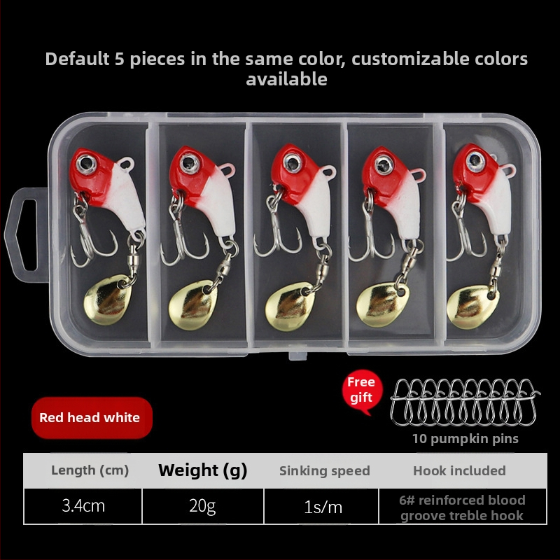 „VIB Luya“ masalas, mažas sūkurinis kabliukas su besisukančiais blizgučiais, metalinis ilgo veikimo kostiumas netikram masalui, lengva jūrinė žvejyba, užmauta ešerys