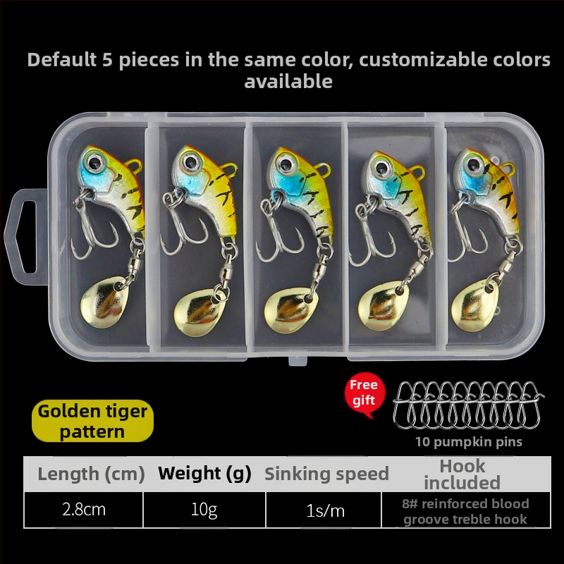 „VIB Luya“ masalas, mažas sūkurinis kabliukas su besisukančiais blizgučiais, metalinis ilgo veikimo kostiumas netikram masalui, lengva jūrinė žvejyba, užmauta ešerys