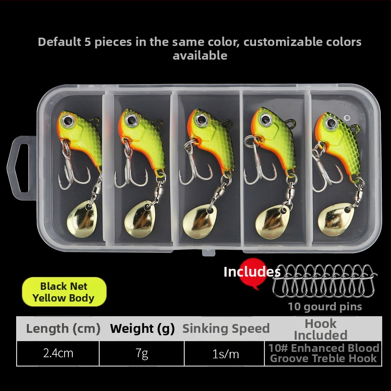 „VIB Luya“ masalas, mažas sūkurinis kabliukas su besisukančiais blizgučiais, metalinis ilgo veikimo kostiumas netikram masalui, lengva jūrinė žvejyba, užmauta ešerys