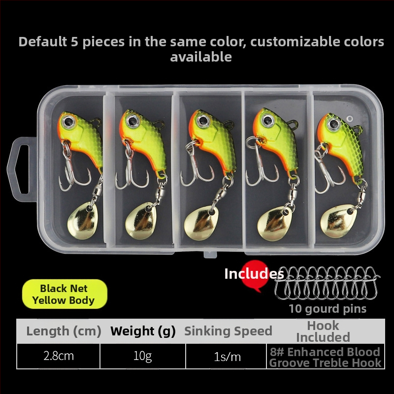 „VIB Luya“ masalas, mažas sūkurinis kabliukas su besisukančiais blizgučiais, metalinis ilgo veikimo kostiumas netikram masalui, lengva jūrinė žvejyba, užmauta ešerys