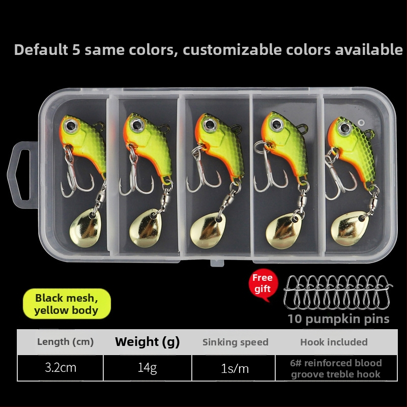 „VIB Luya“ masalas, mažas sūkurinis kabliukas su besisukančiais blizgučiais, metalinis ilgo veikimo kostiumas netikram masalui, lengva jūrinė žvejyba, užmauta ešerys